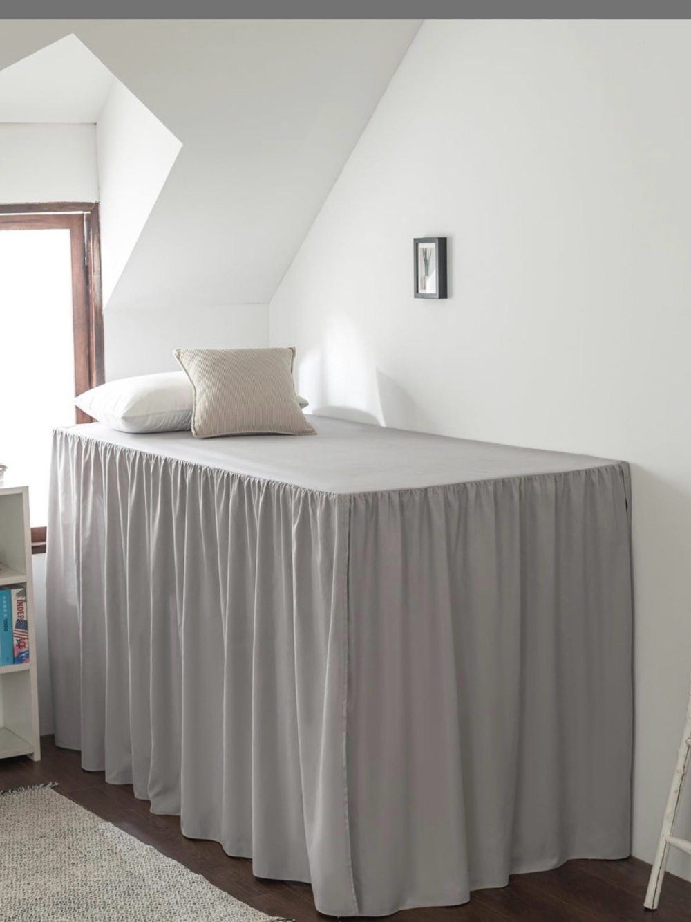 Bed skirt Twin XL -  light gray-  college dorm extra long drop